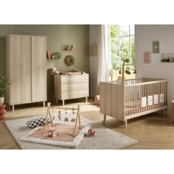 Sauthon Armoire 2 portes Paloma bois Chêne Sépia/Chêne Strié Sépia/Hêtre Vernis