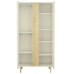 Sauthon Armoire 2 portes Paloma Blanc Neige/Chêne Strié Sépia/Hêtre Vernis