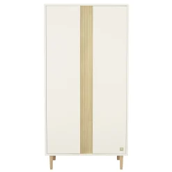 Sauthon                    Armoire 2 portes Paloma    Blanc Neige/Chêne Strié Sépia/Hêtre Vernis