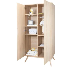 Sauthon                    Armoire 2 Portes Sixties Bois    Chêne doré / Hêtre vernis naturel