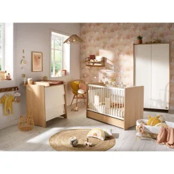 Sauthon Armoire 2 portes vanille Chêne Miel - Meringue