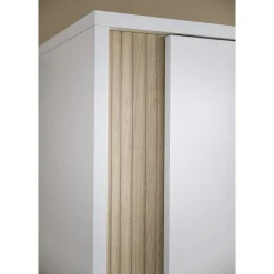 Sauthon Armoirette 1 porte Paloma Blanc Neige/Chêne Strié Sépia/Hêtre Vernis
