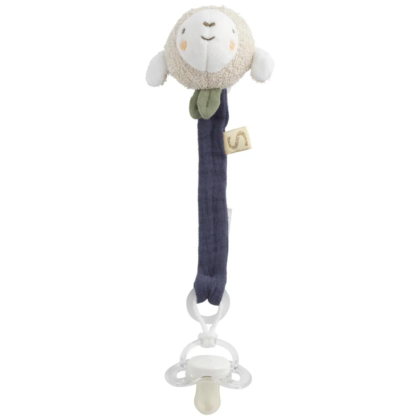 Sauthon Attache Sucette Petit Nuage Beige Chiné/Bleu Orage/Vert Olive