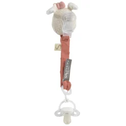 Sauthon Attache Sucette Petit Coeur Beige Chiné/Rose Poudré