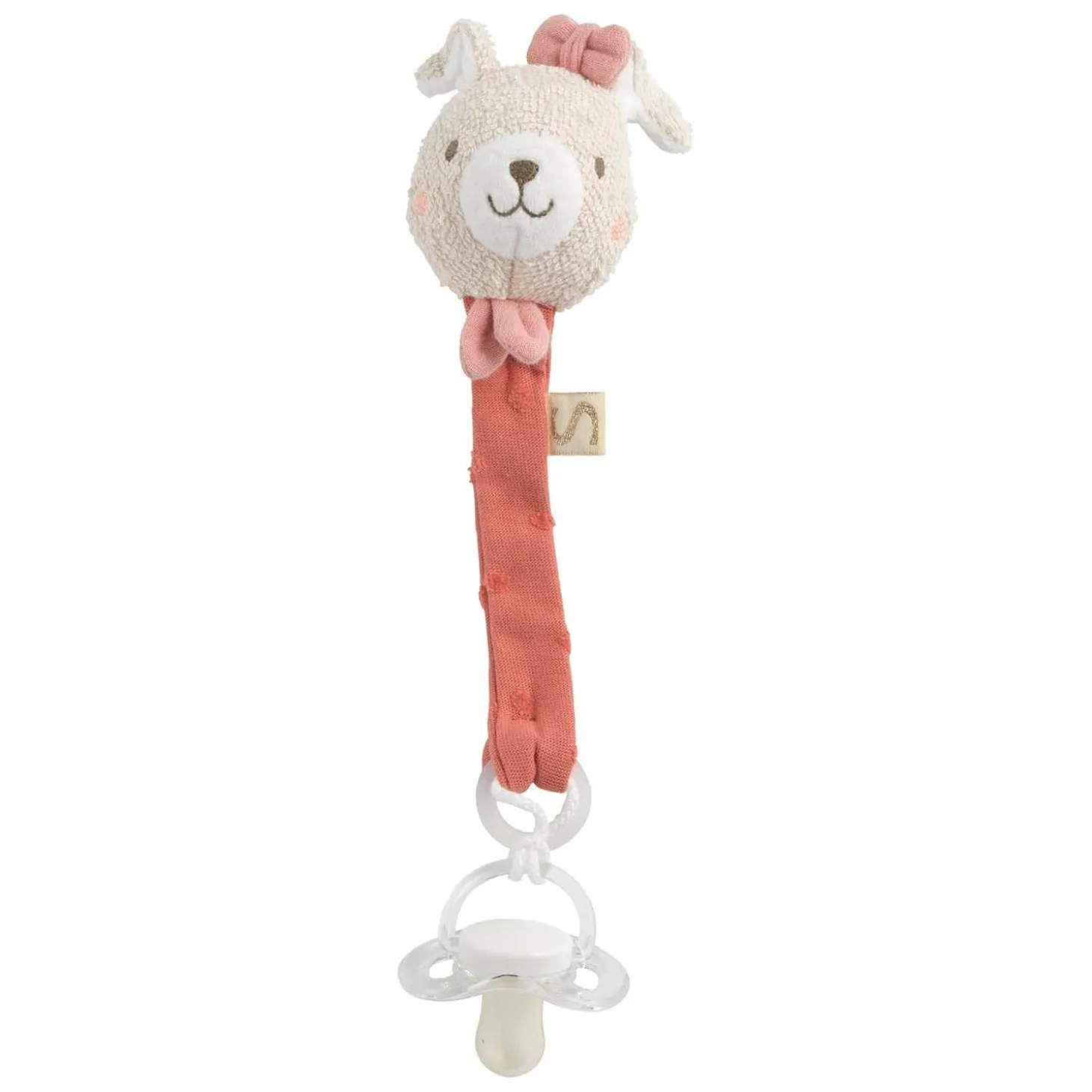 Sauthon Attache Sucette Petit Coeur Beige Chiné/Rose Poudré