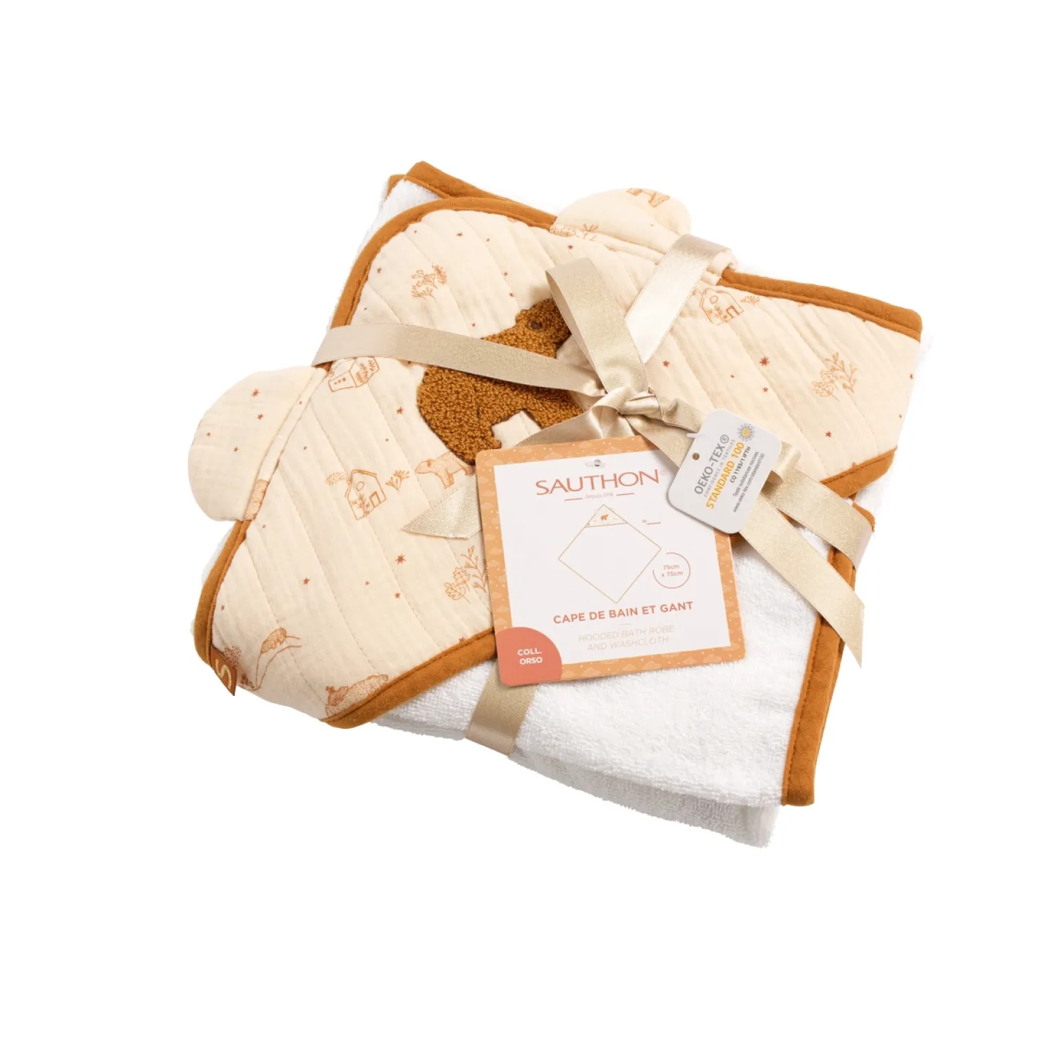 Sauthon Cape de bain et gant Orsino Beige
