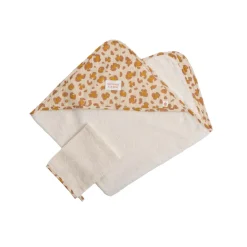 Sauthon                    Cape de Bain Plus Gant Petit Chou    Ecru/Caramel/Vieux Rose