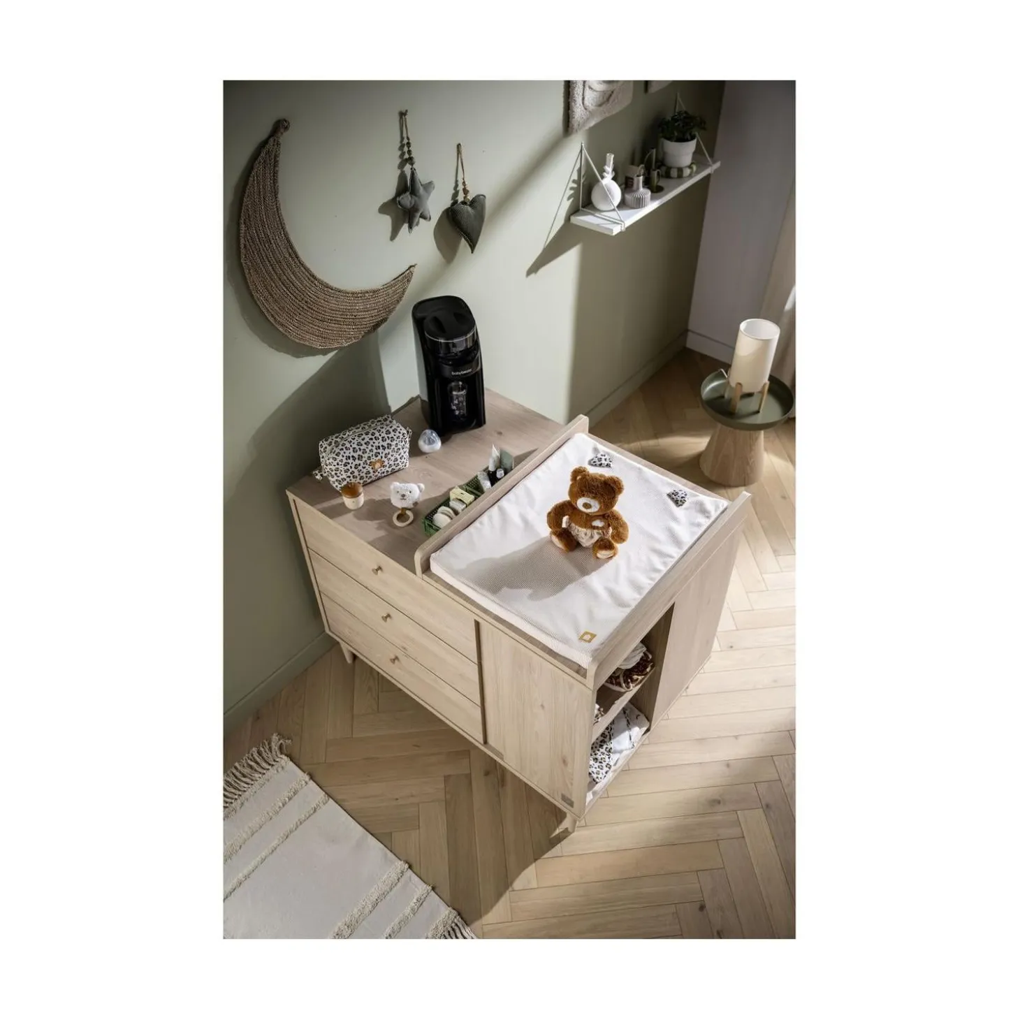 Sauthon Commode Ilot Bébé Chêne Suave/Hêtre Brut