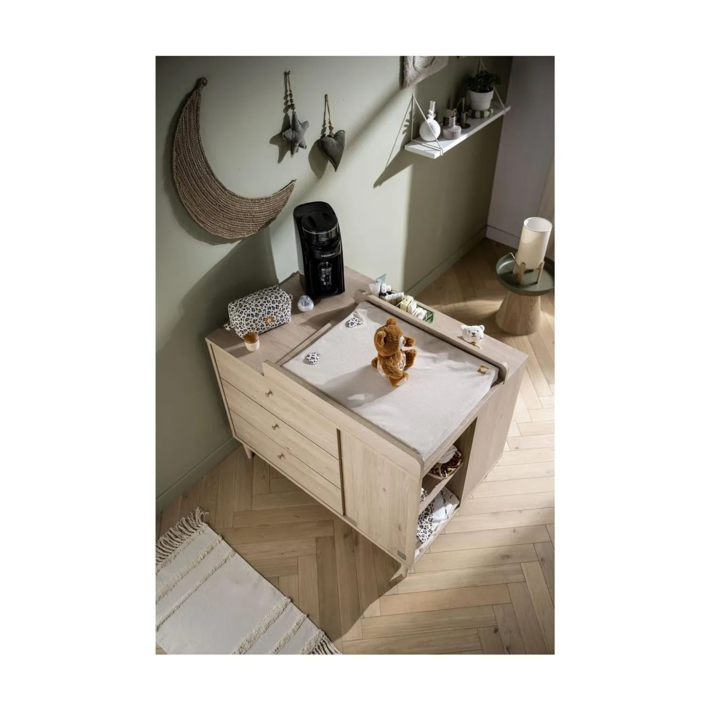 Sauthon Commode Ilot Bébé Chêne Suave/Hêtre Brut