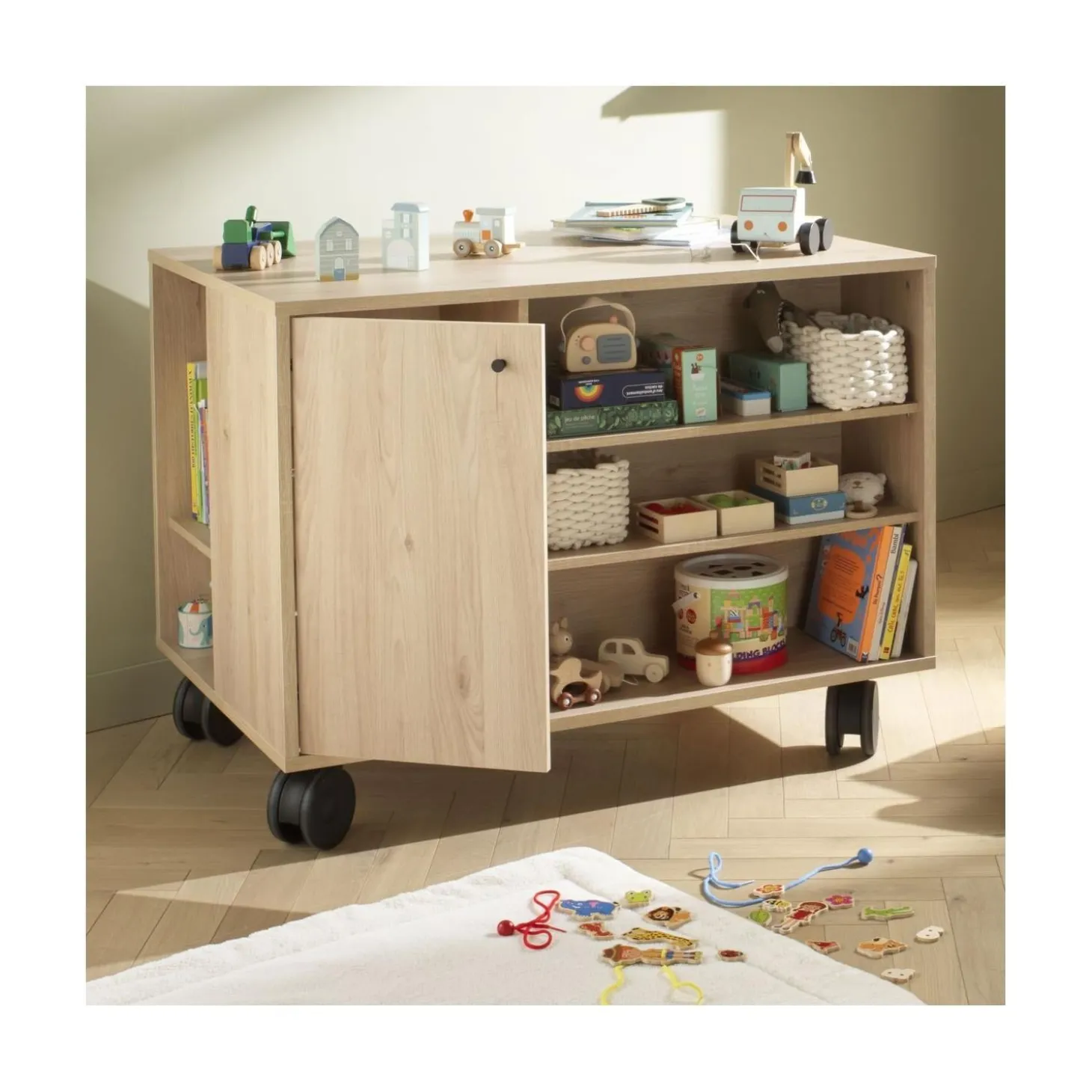 Sauthon Commode Ilot Bébé Chêne Suave/Hêtre Brut