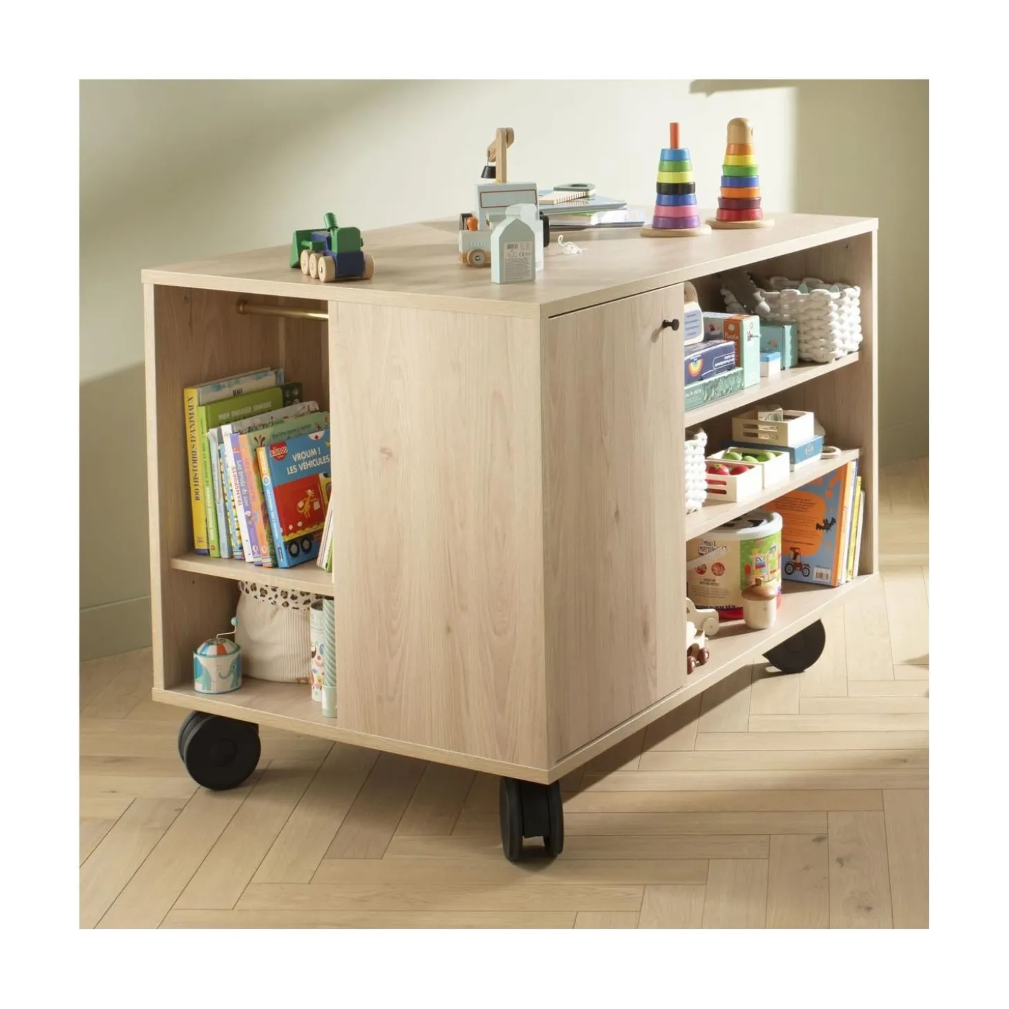Sauthon Commode Ilot Bébé Chêne Suave/Hêtre Brut