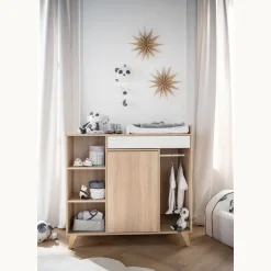 Sauthon                    Commode à langer évolutive en bureau Nova    Chêne Doré - Blanc Lin