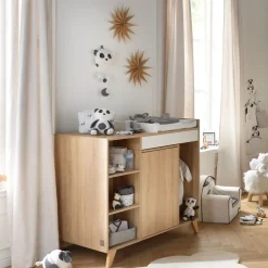 Sauthon                    Commode à langer évolutive en bureau Nova    Chêne Doré - Blanc Lin