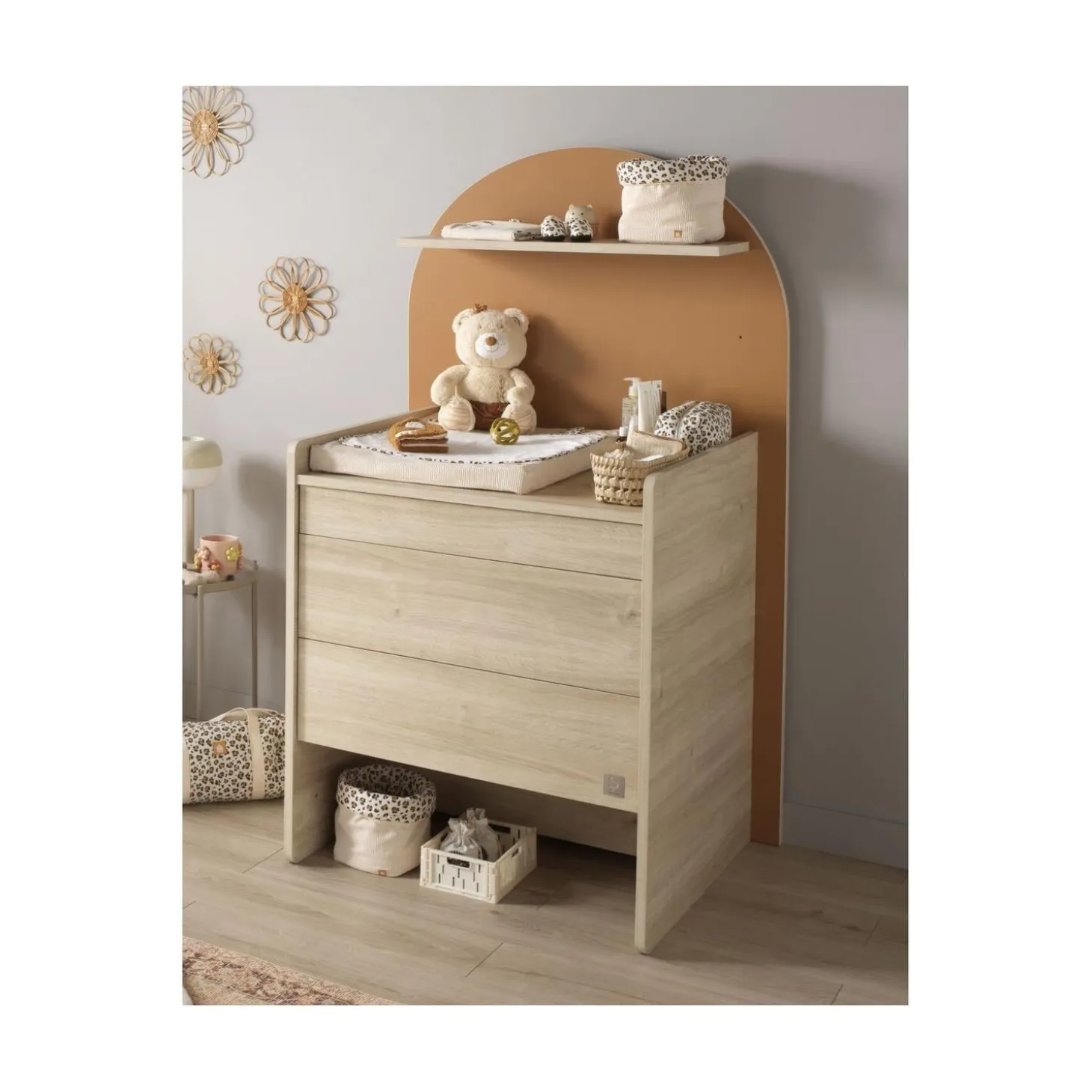 Sauthon Commode à langer évolutive en Bureau Arche Chêne Sépia/Caramel Arche
