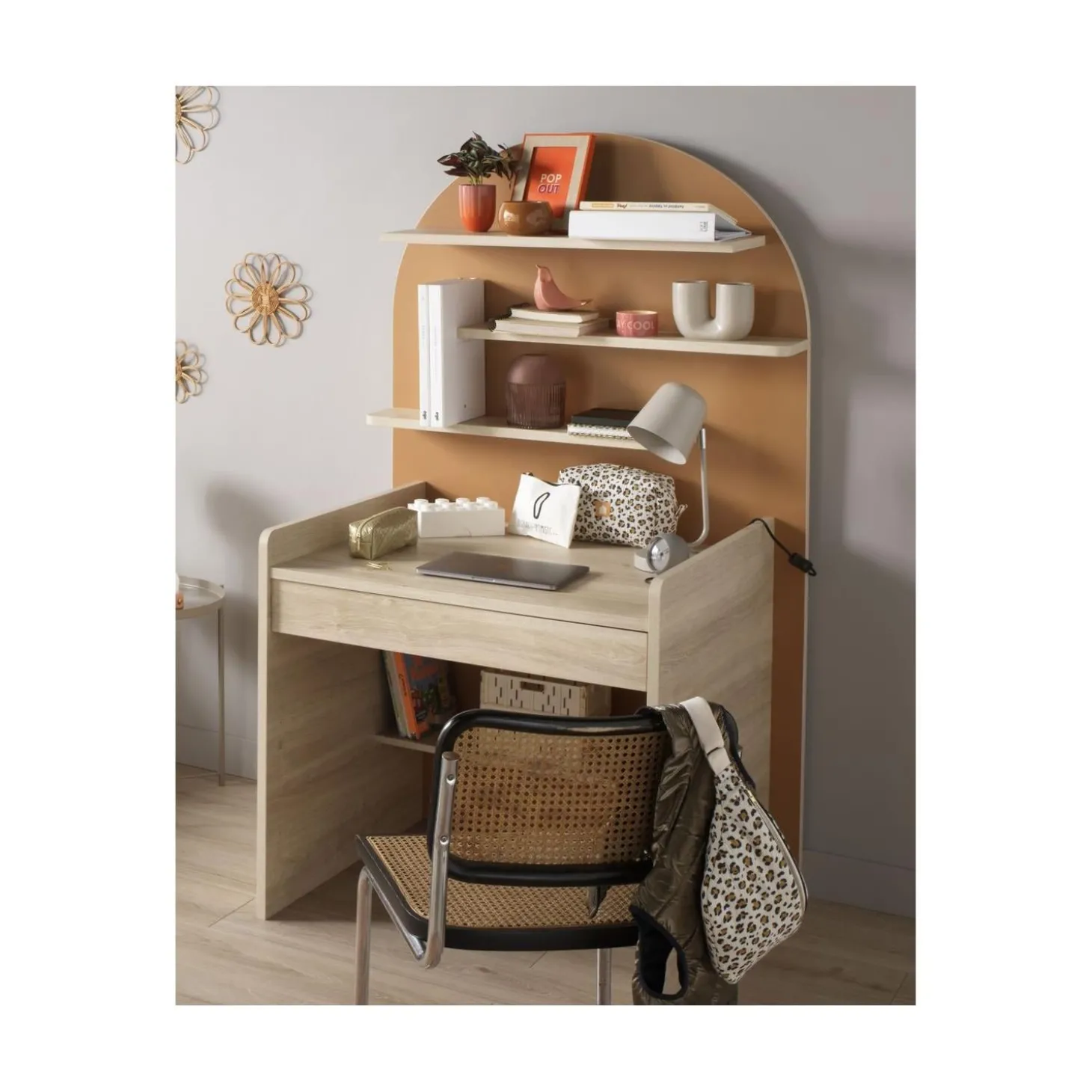 Sauthon Commode à langer évolutive en Bureau Arche Chêne Sépia/Caramel Arche