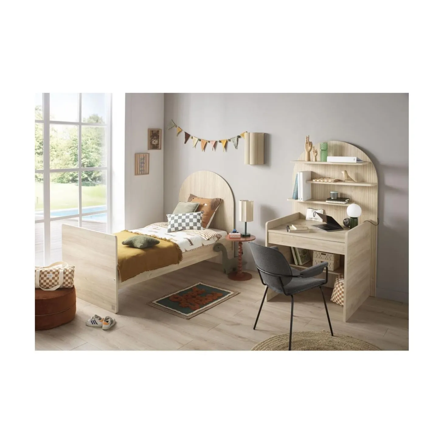 Sauthon Commode à langer évolutive en Bureau Arche Chêne Sépia/Chêne Strié Sépia Arche