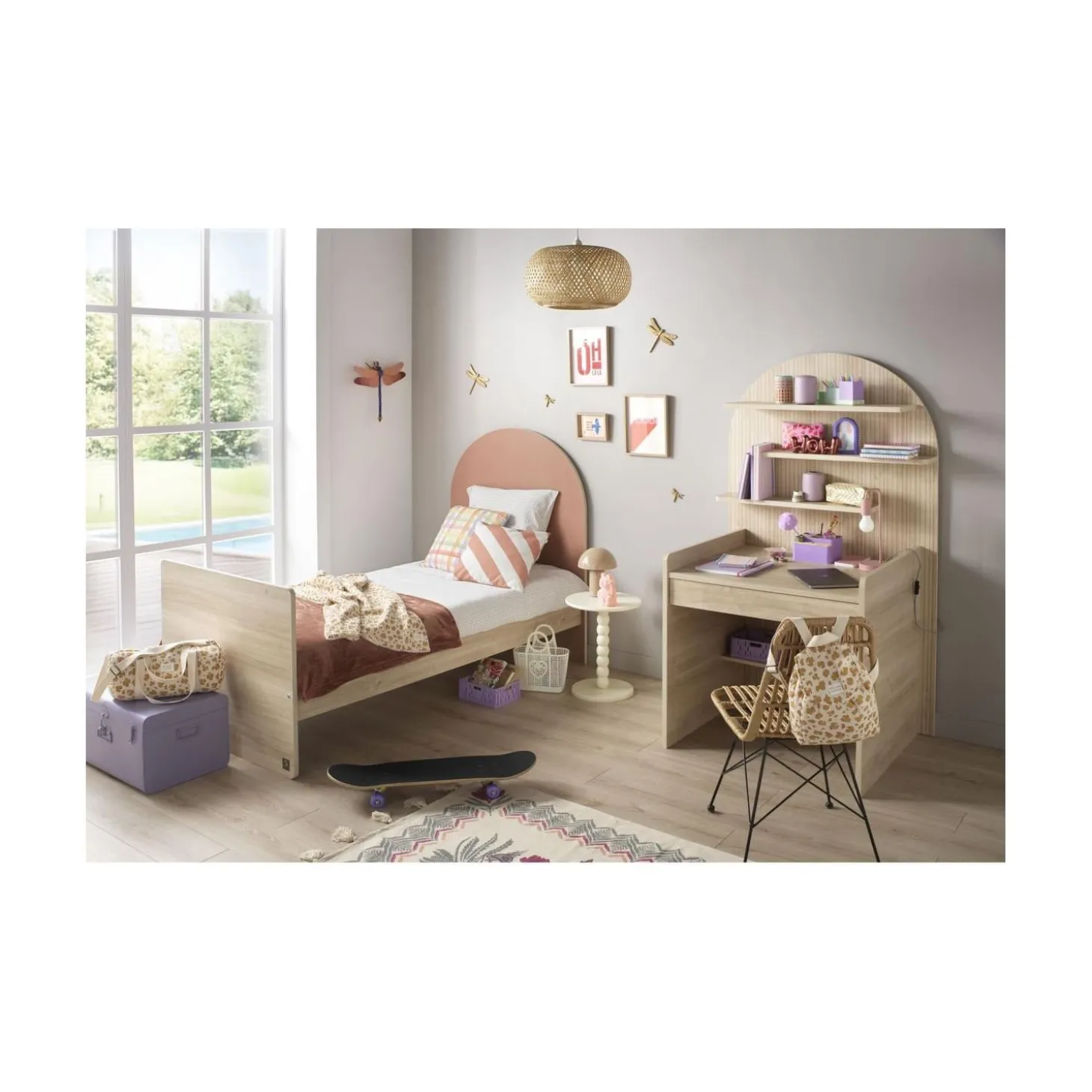 Sauthon Commode à langer évolutive en Bureau Arche Chêne Sépia/Chêne Strié Sépia Arche