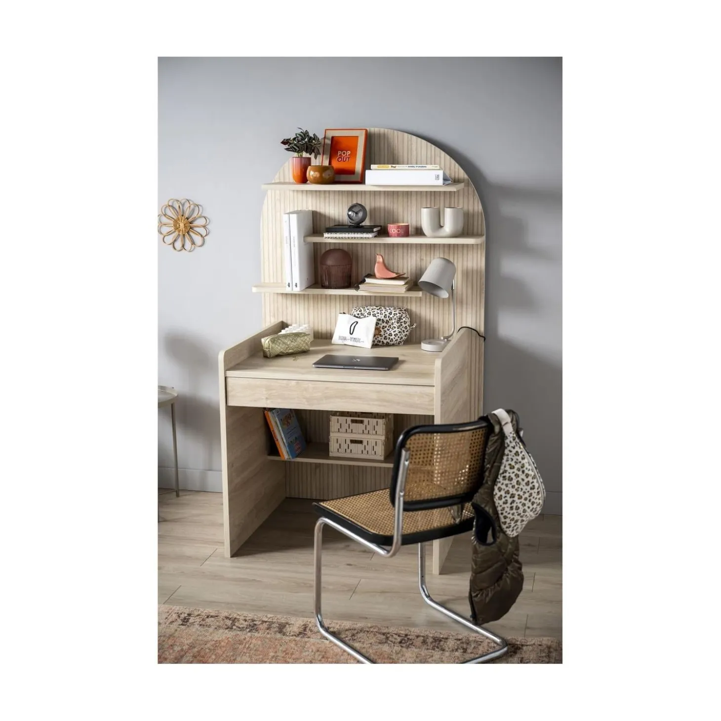 Sauthon Commode à langer évolutive en Bureau Arche Chêne Sépia/Chêne Strié Sépia Arche