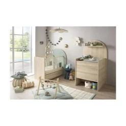 Sauthon Commode à langer évolutive en Bureau Arche Chêne Sépia/Chêne Strié Sépia Arche