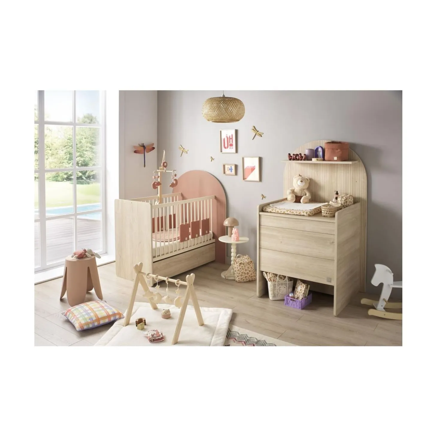 Sauthon Commode à langer évolutive en Bureau Arche Chêne Sépia/Chêne Strié Sépia Arche