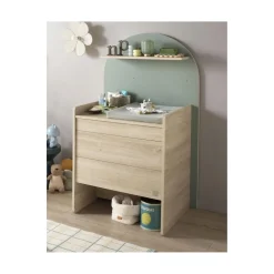 Sauthon                    Commode à langer évolutive en Bureau Arche    Chêne Sépia/Sauge Arche