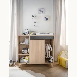 Sauthon Commode à langer évolutive en bureau Nova Chêne Doré - Gris Volcan