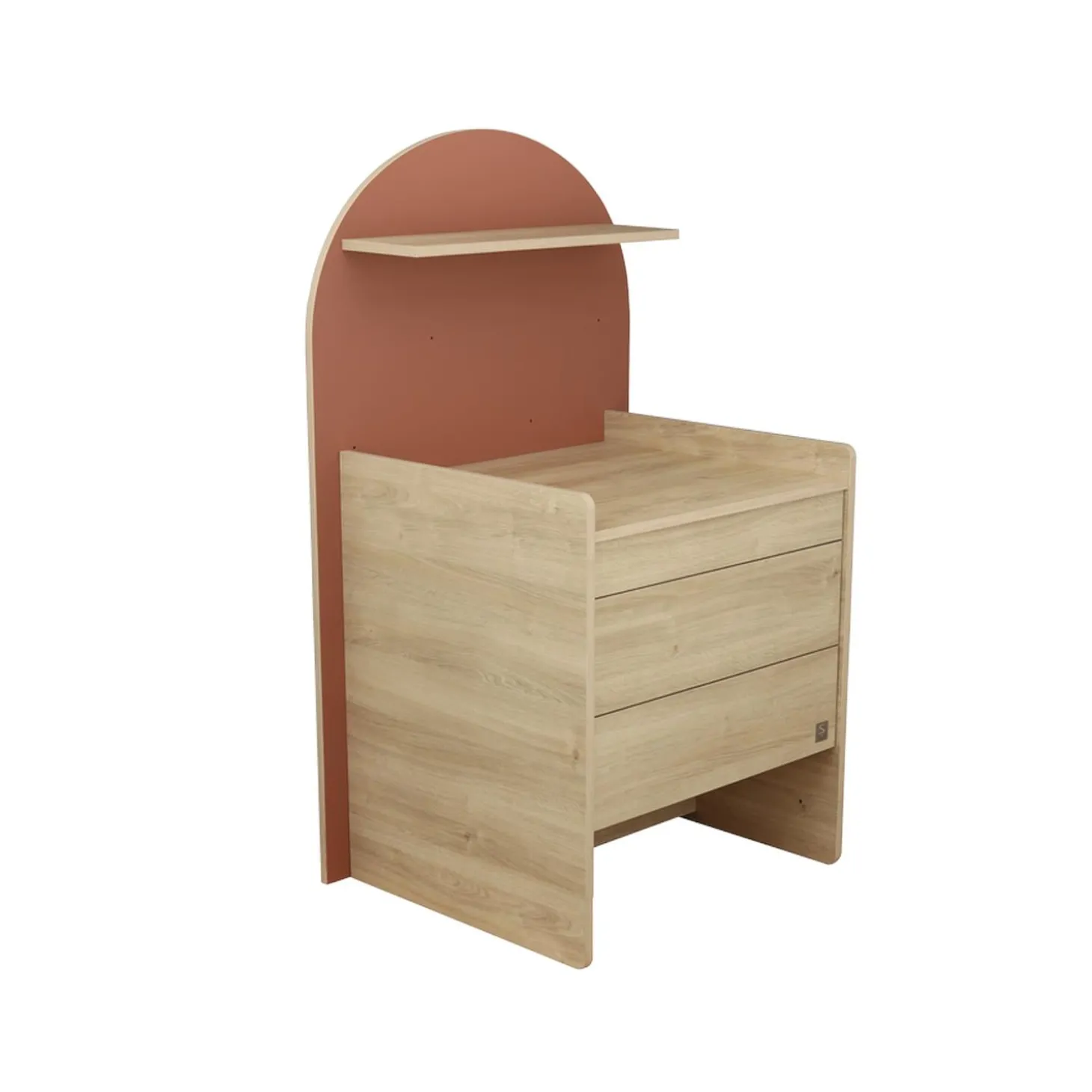 Sauthon Commode à langer évolutive en Bureau Arche Chêne Sépia/Terracotta Arche