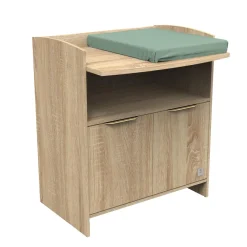 Sauthon                    Commode 2 porte Azur avec dispositif à langer    Chêne Doré