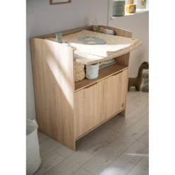 Sauthon                    Commode 2 porte Azur avec dispositif à langer    Chêne Doré