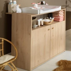 Sauthon                    Commode 2 Portes Bois 1 Niche Alice    Chêne Suave