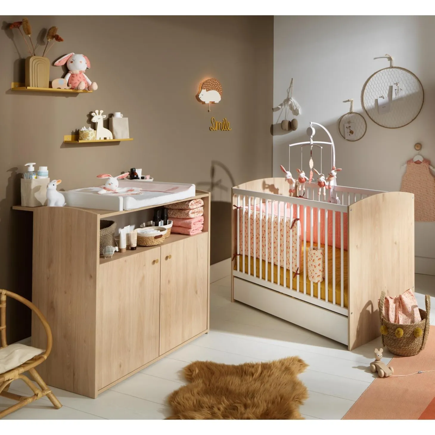 Sauthon Commode 2 Portes Bois 1 Niche Alice Chêne Suave