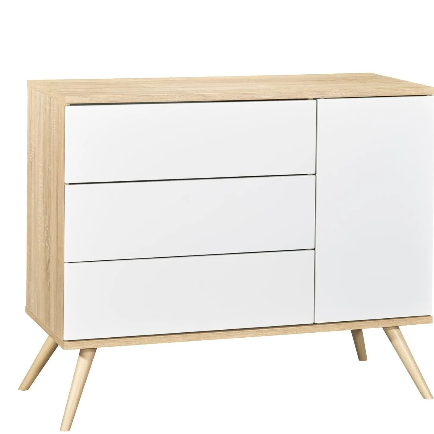 Sauthon Commode porte + 3 tiroirs Seventies Blanc