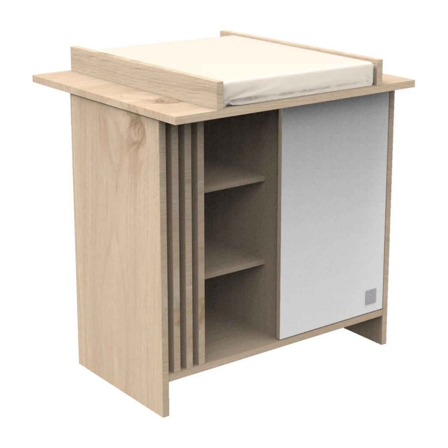 Sauthon Commode 1 porte Tokyo Chêne Suave - Blanc