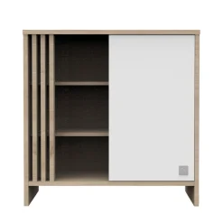 Sauthon Commode 1 porte Tokyo Chêne Suave - Blanc