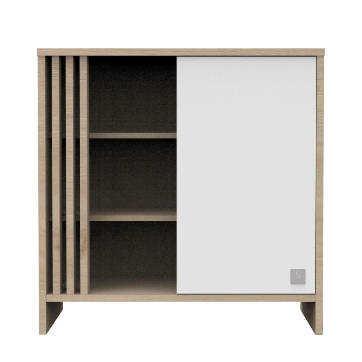 Sauthon Commode 1 porte Tokyo Chêne Suave - Blanc