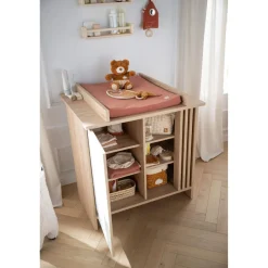 Sauthon Commode 1 porte Tokyo Chêne Suave - Blanc