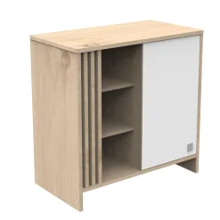 Sauthon Commode 1 porte Tokyo Chêne Suave - Blanc