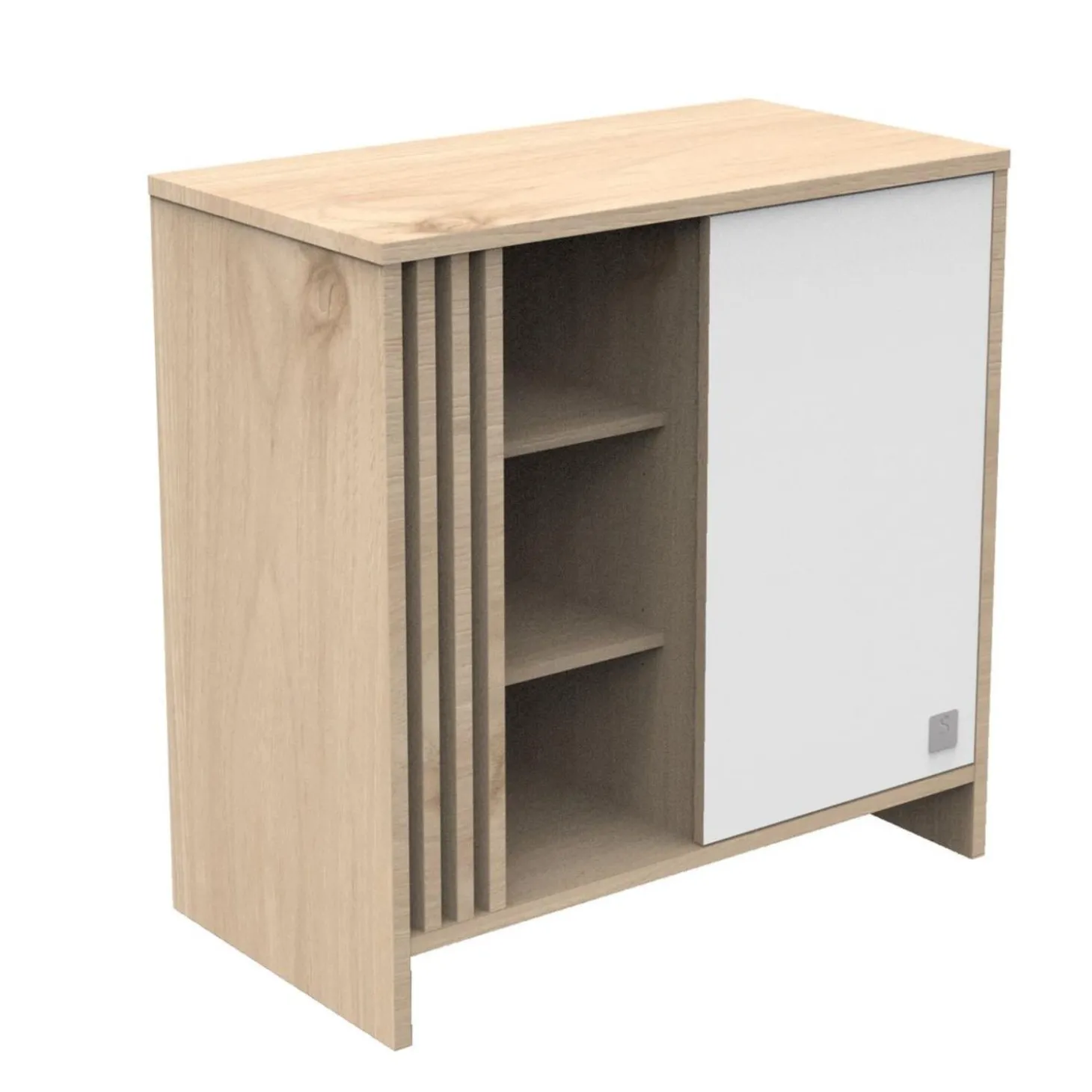 Sauthon Commode 1 porte Tokyo Chêne Suave - Blanc