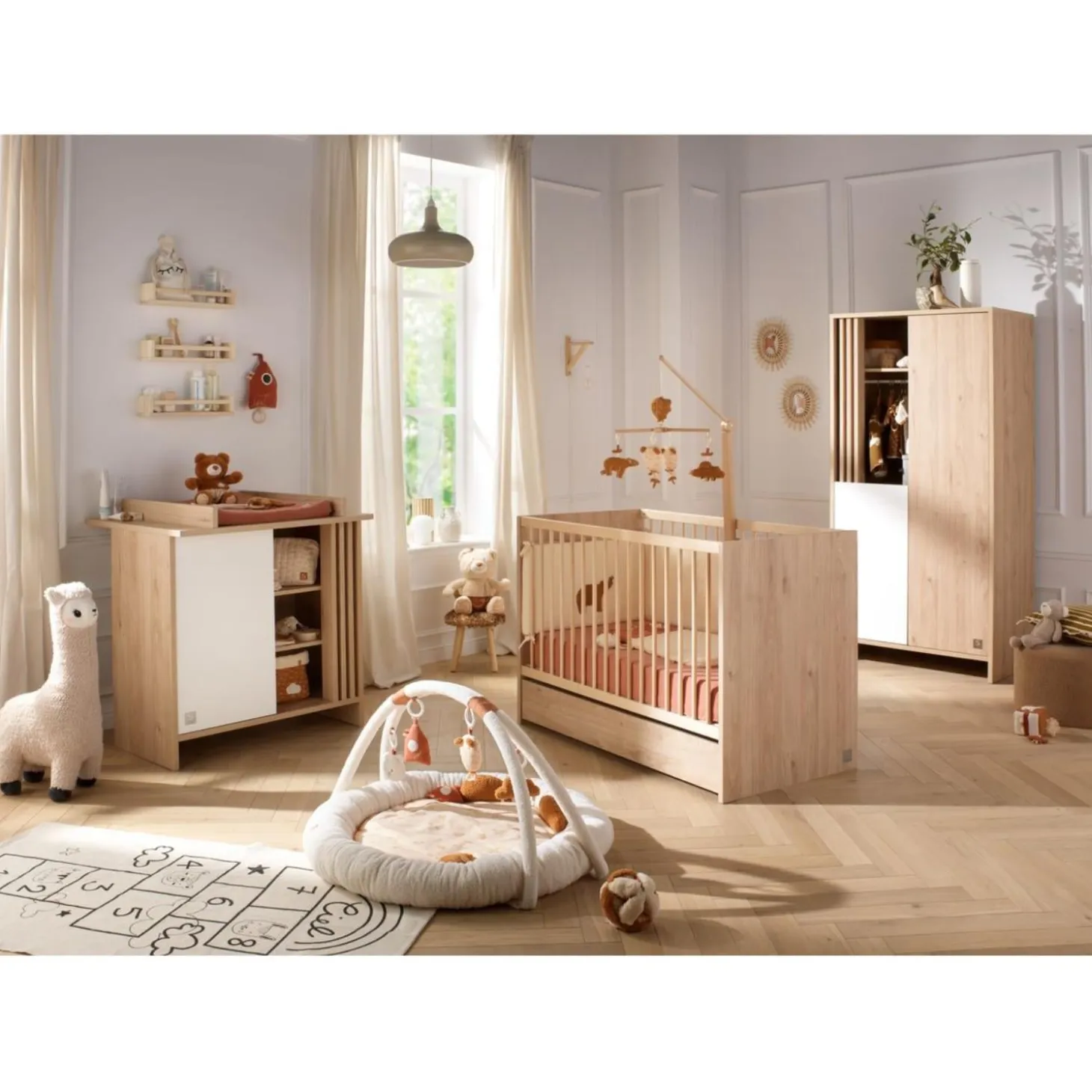 Sauthon Commode 1 porte Tokyo Chêne Suave - Blanc