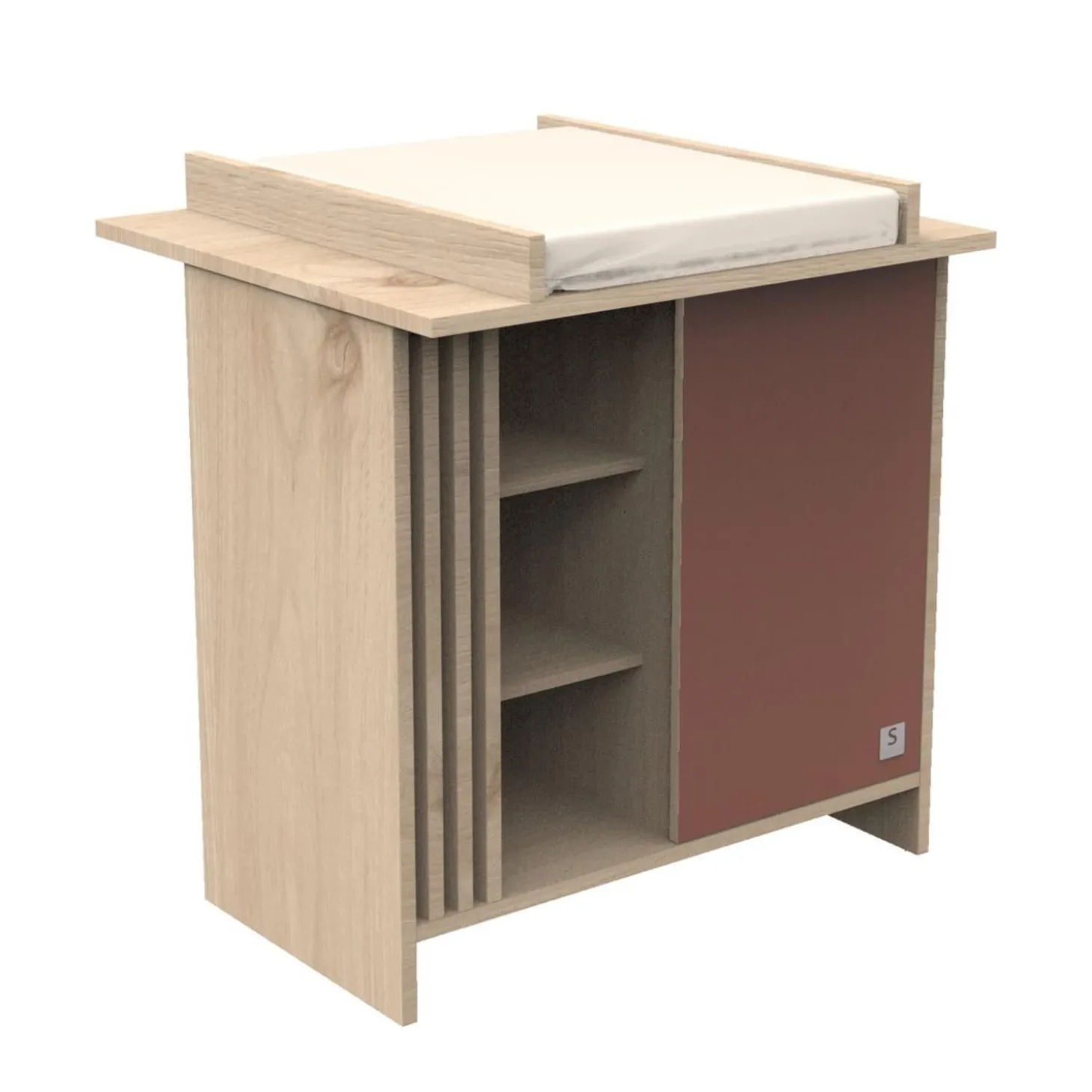 Sauthon Commode 1 porte Tokyo Chêne Suave - Terracotta