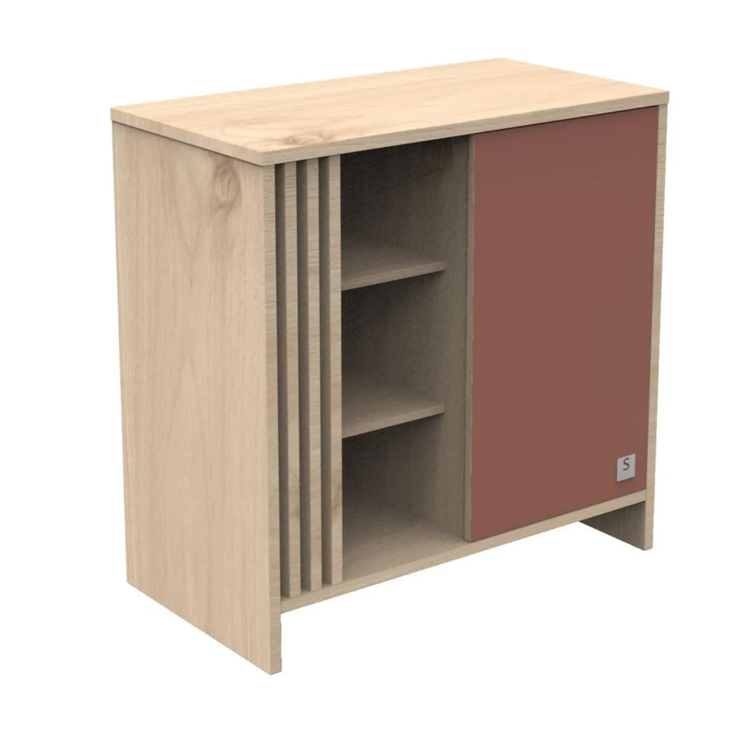 Sauthon Commode 1 porte Tokyo Chêne Suave - Terracotta