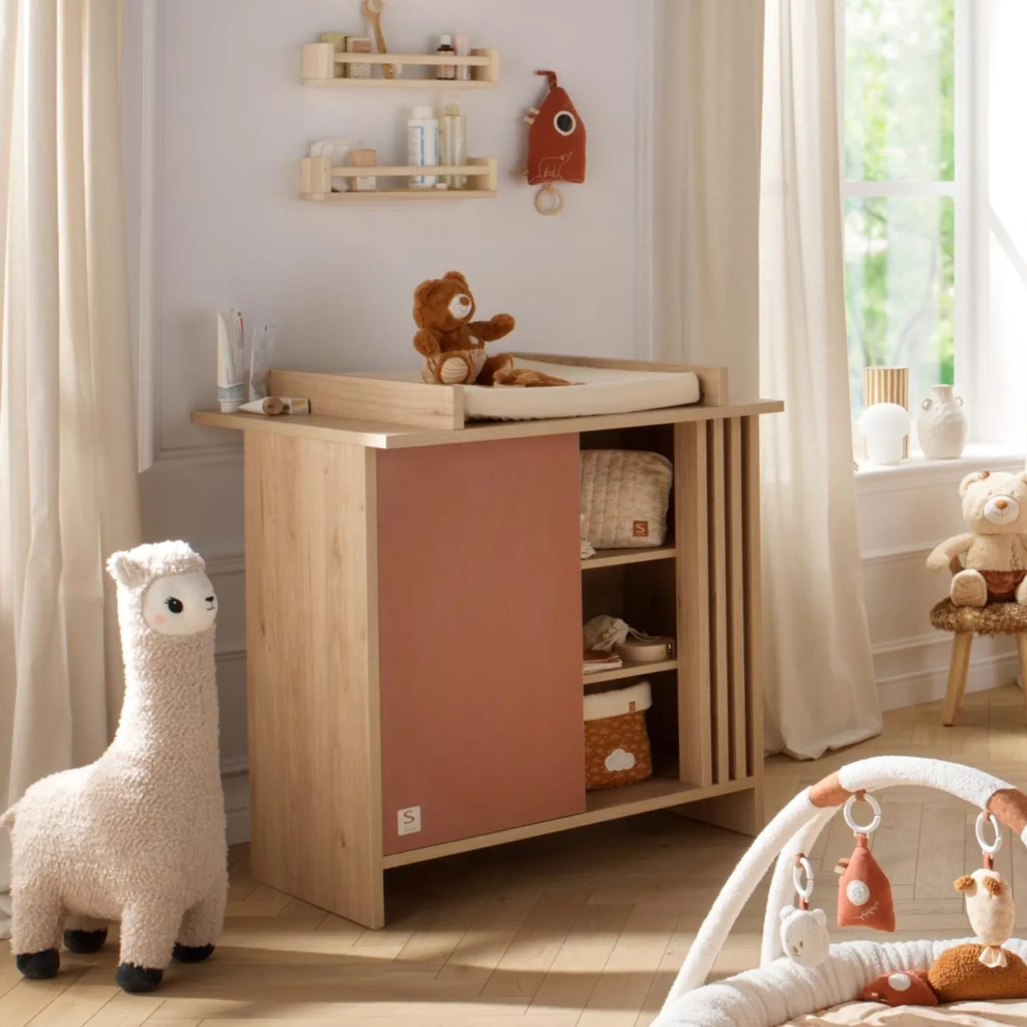 Sauthon Commode 1 porte Tokyo Chêne Suave - Terracotta