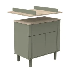 Sauthon                    Commode 1 tiroir et 2 portes Eléonore    Kaki - Chêne Doré