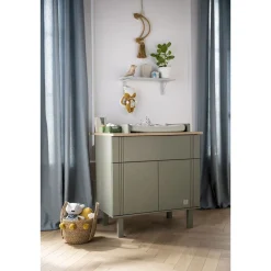 Sauthon                    Commode 1 tiroir et 2 portes Eléonore    Kaki - Chêne Doré