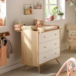 Sauthon                    Commode 3 tiroirs Access    Chêne Doré - Blanc