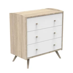 Sauthon Commode 3 tiroirs Access Chêne Doré - Blanc