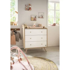 Sauthon Commode 3 tiroirs Access Chêne Doré - Blanc
