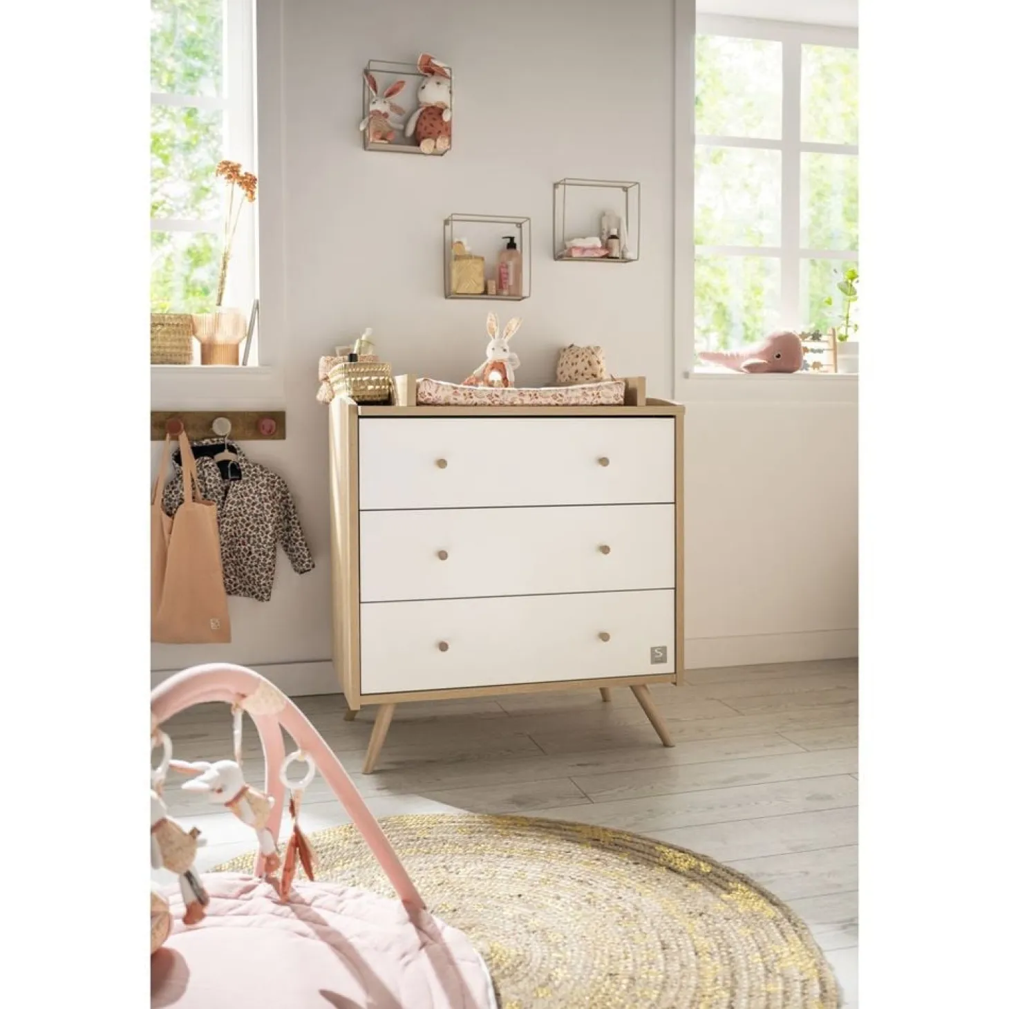 Sauthon Commode 3 tiroirs Access Chêne Doré - Blanc