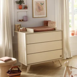 Sauthon                    Commode 3 tiroirs Mélinée    Chêne Sépia/Crème/Hêtre Vernis