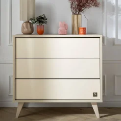 Sauthon                    Commode 3 tiroirs Mélinée    Chêne Sépia/Crème/Hêtre Vernis
